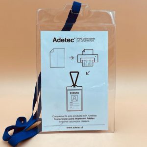 Portacredencial Adetec Con Lanyard Vertical Transparente