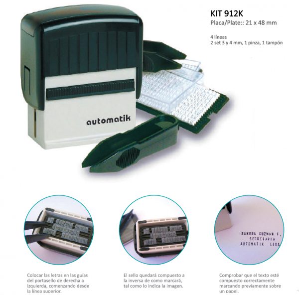 Timbre automático imprentilla 21x49mm. (912-K) - Imagen 2