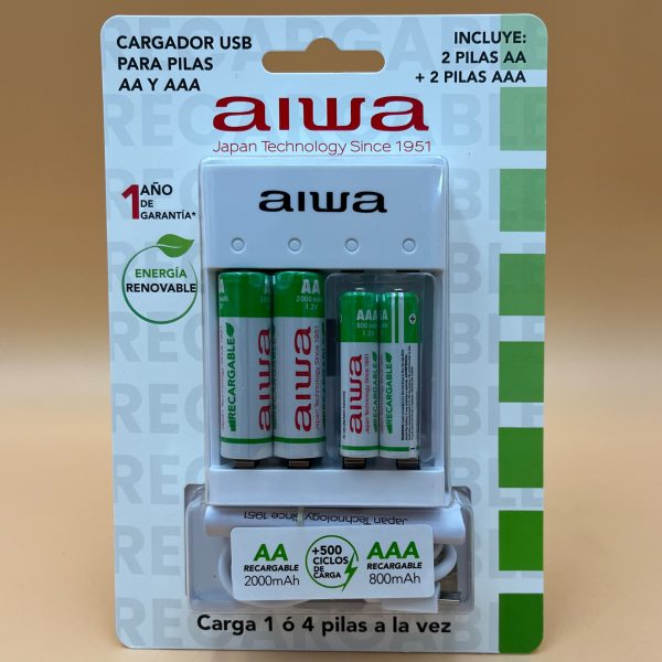 Cargador de 4 Pilas c/pilas USB