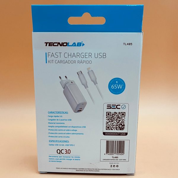 Cargador Tipo C a Lighting 65W - Imagen 2