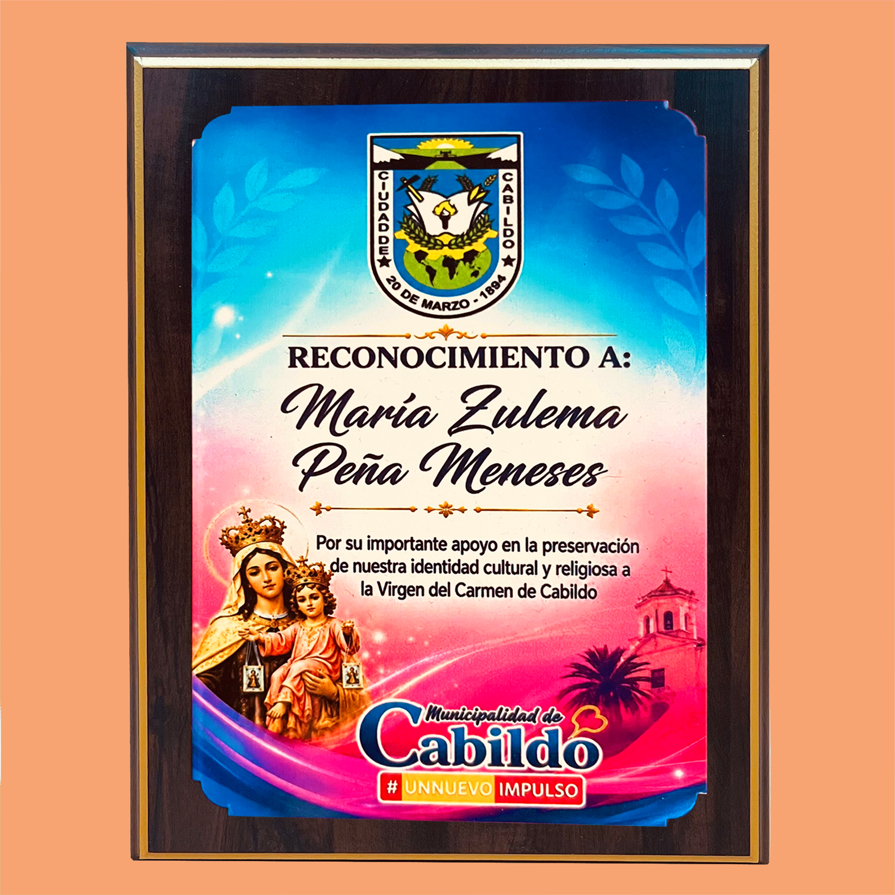 Retablo MDF Enchapado 23x30cm con Placa - Imagen 6